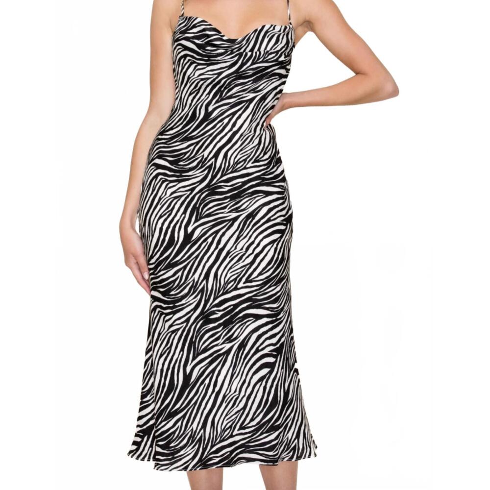 NEW B.RIGHT zebra cowl neck dress in black and white